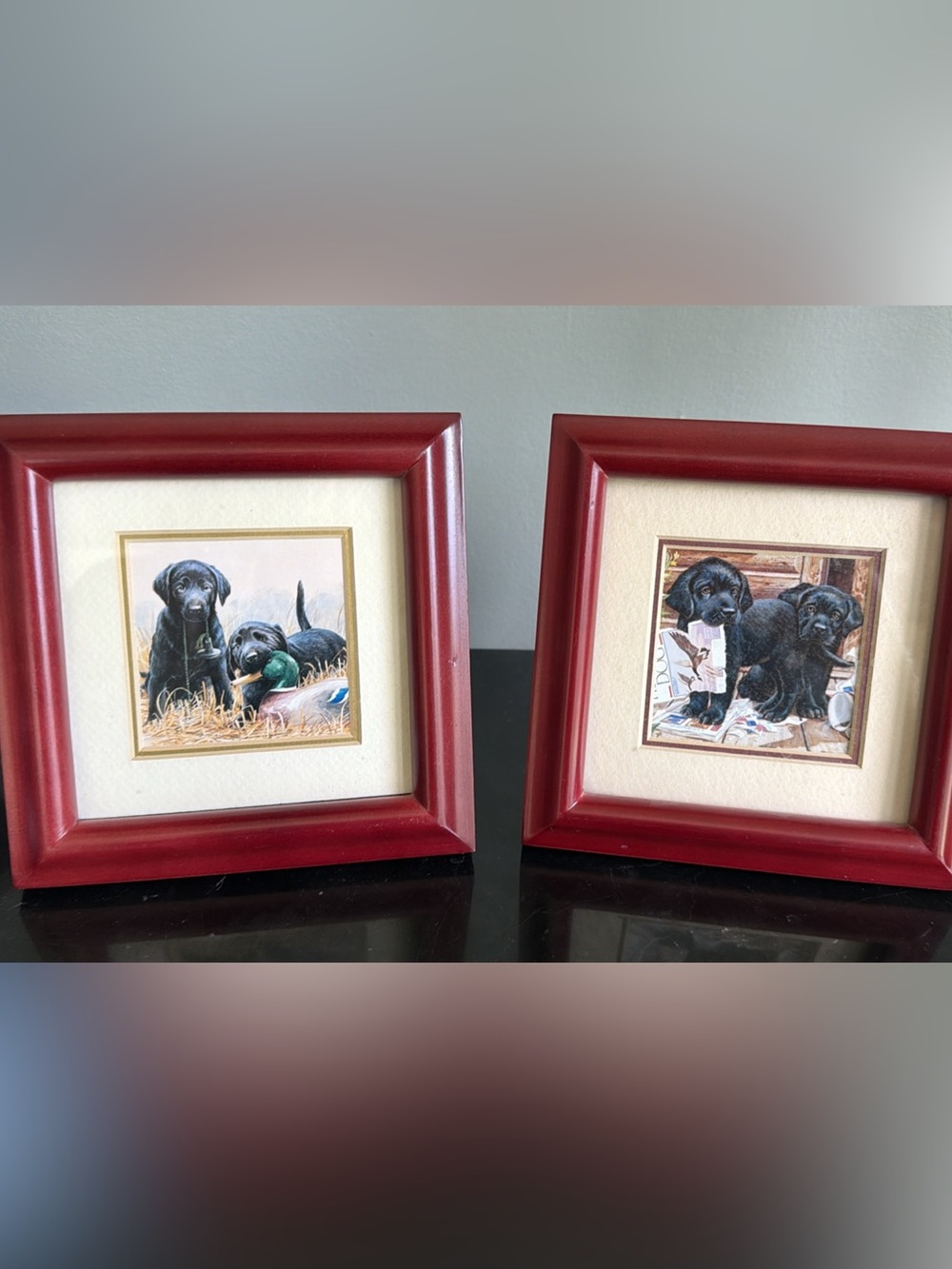 Jim Lamb amd Jim Killen art Black Labrador puppies and ducks set